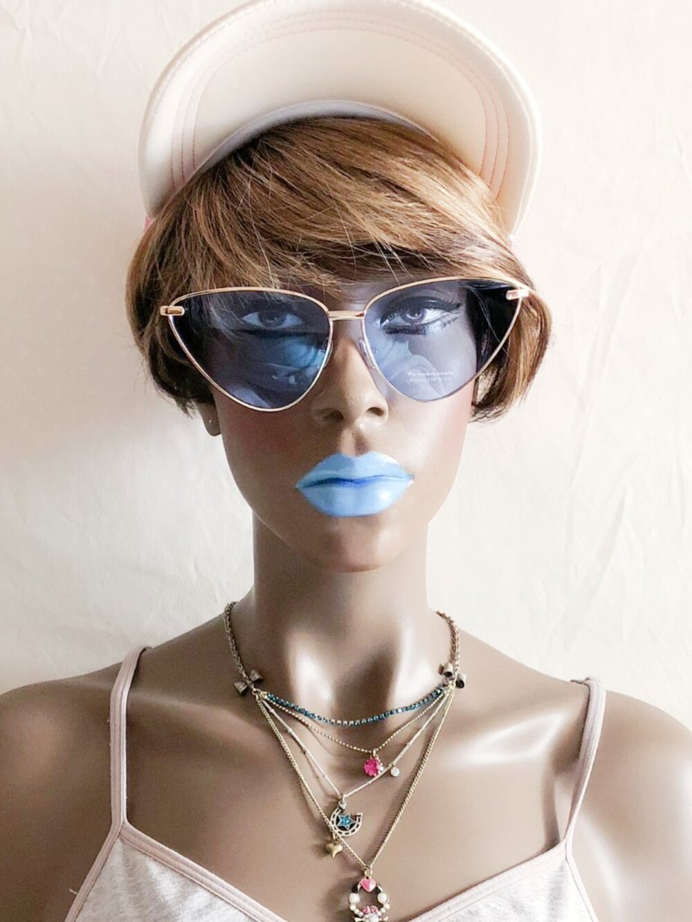 Blue Oversized Triangle Cat Eye Sunglasses